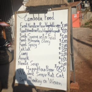 Cambodia food menu